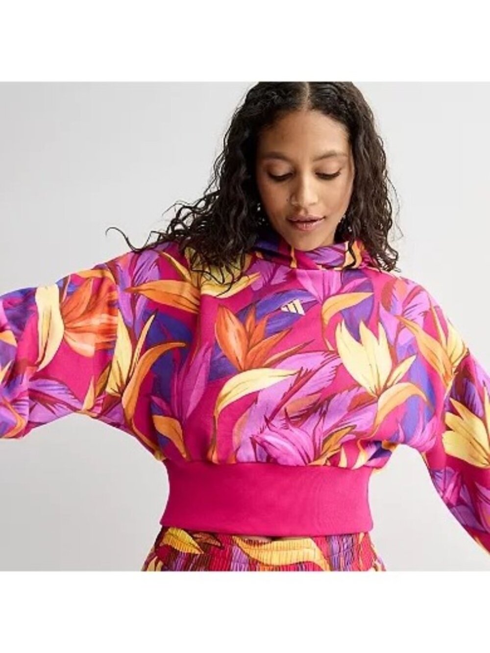 Women's Adidas X Farm Rio Training Hoodie Women's Size Small Pink Floral New NWT - Picture 3 of 4